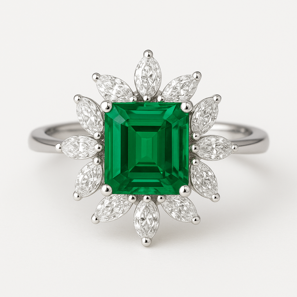 Emerald Ring with diamonds