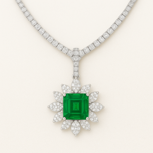 Emerald and Diamond Pendant Necklace